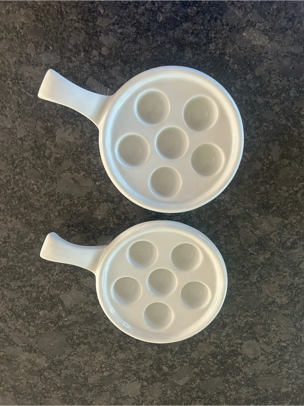 White Ceramic Escargot Baking Dishes - Set of 2